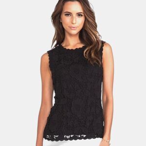 EMANUEL UNGARO NWT $280 Black Lace Sleeveless Top Women's 8 Elegant Formal Party